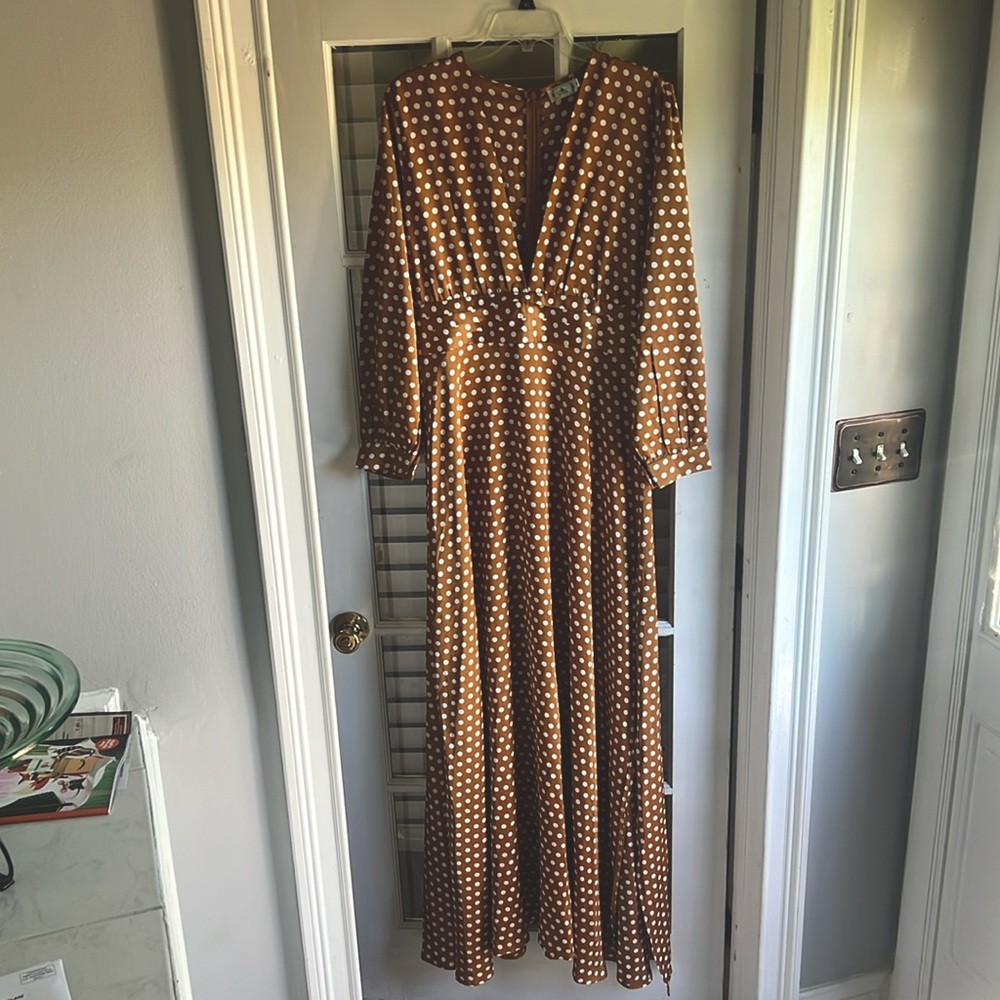 White polkadot holiday dress.